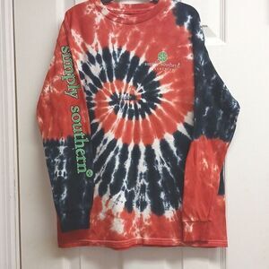 Simply Southern Boys tiedyed Long Sleeved Holiday Tshirt Multi Colored Size YM